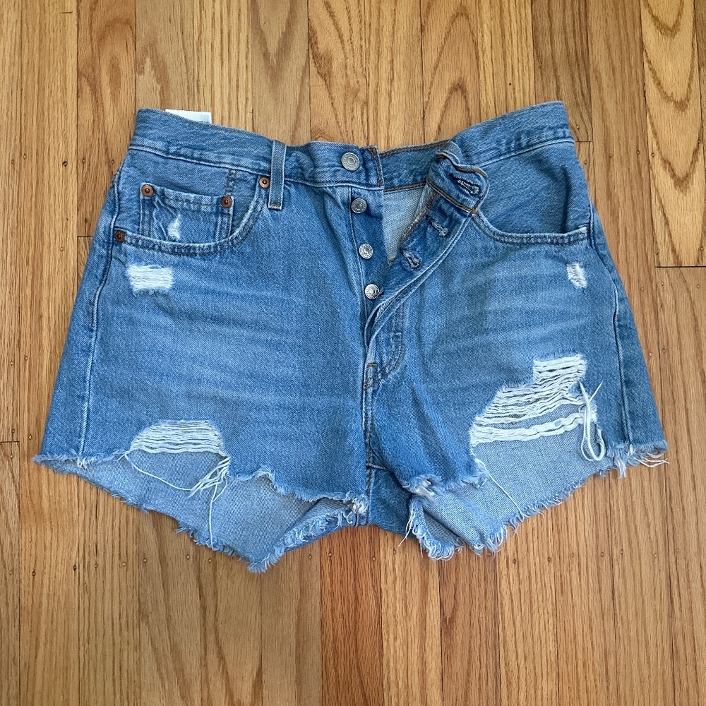 Levi’s distressed denim cutoff shorts